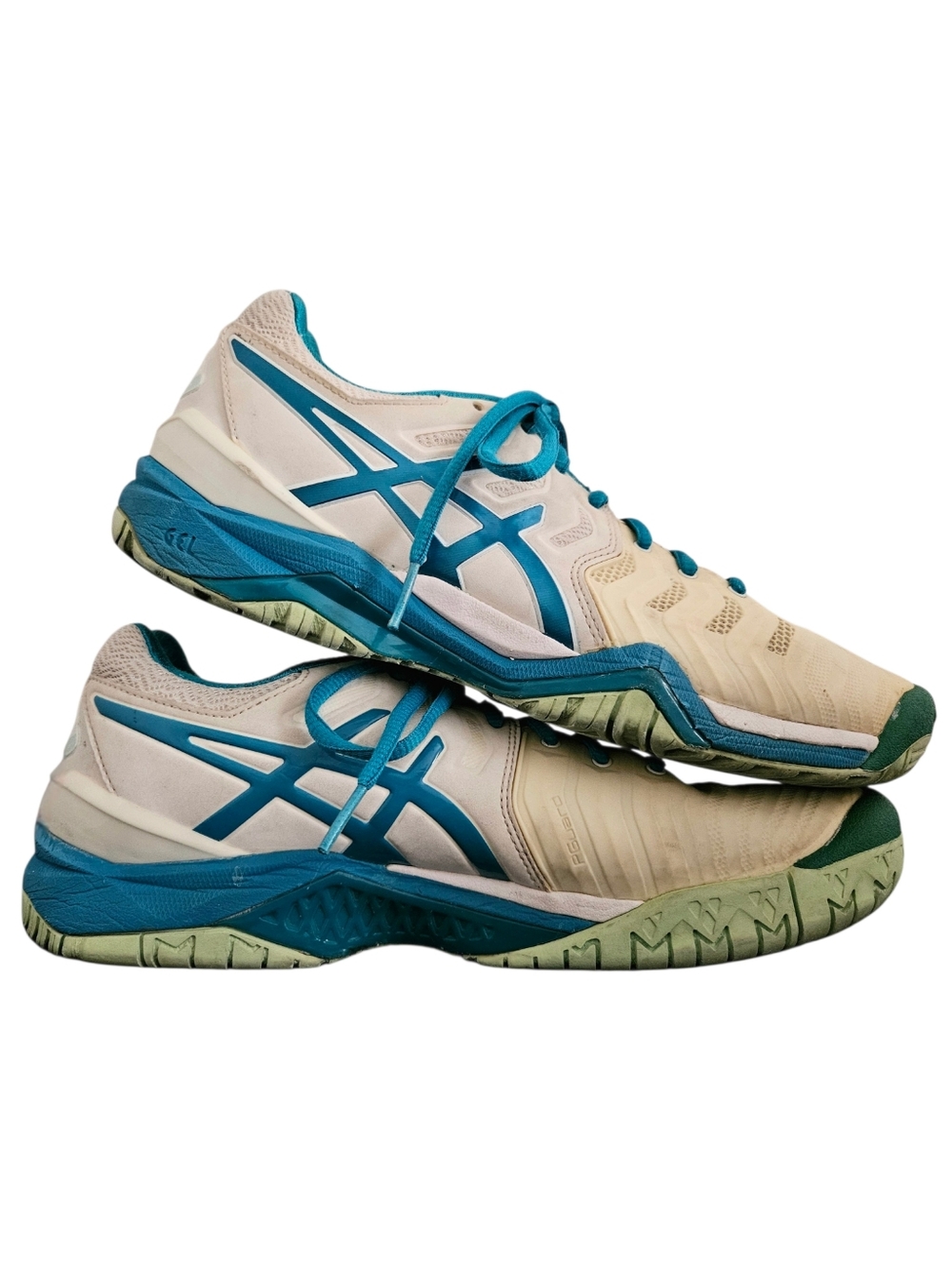 ASICS Gel Resolution 7 Sneakers womens 9 blue teal pickleball tennis GUC shoes